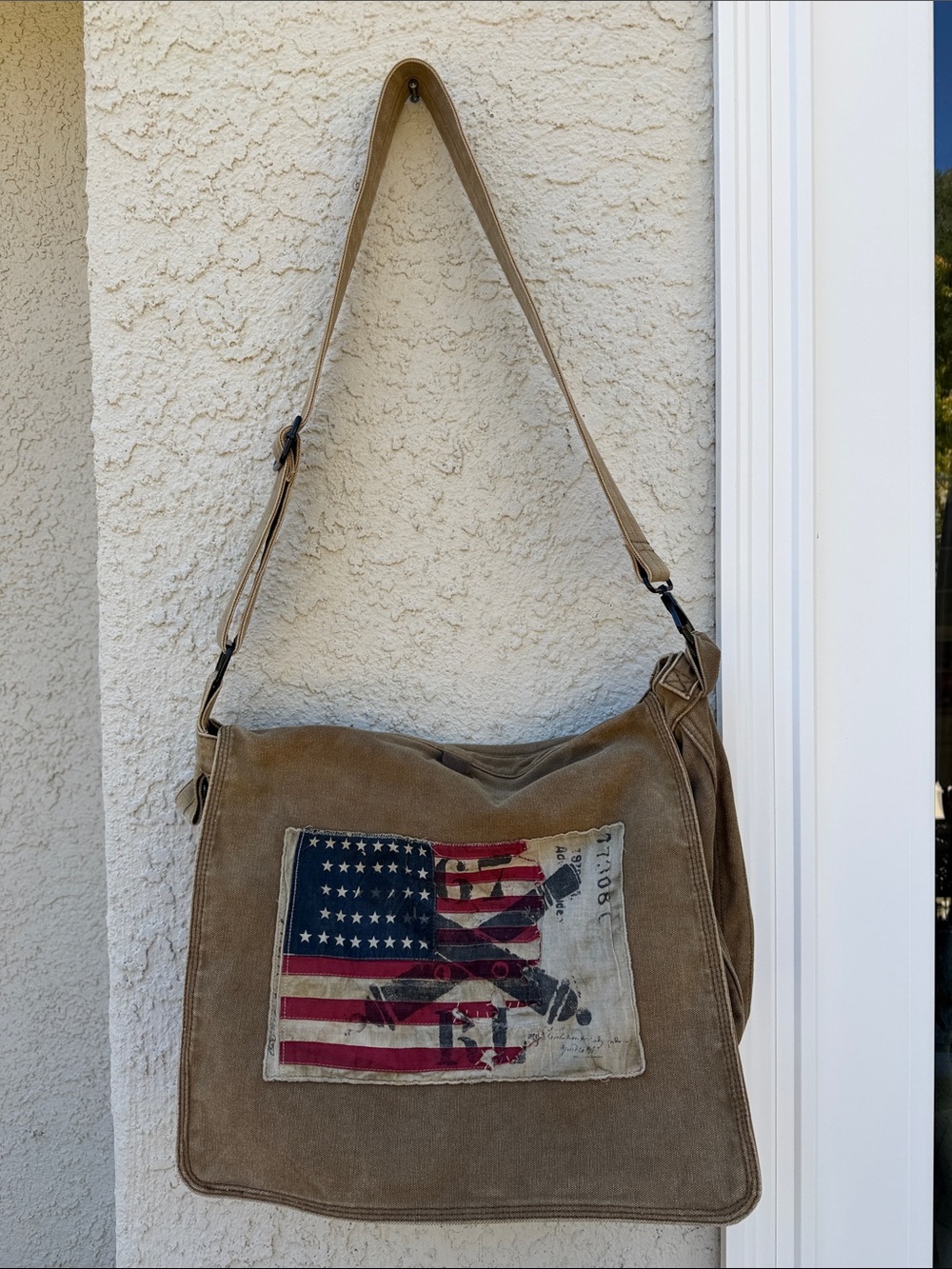 POLO Ralph Lauren Vintage American Flag Canvas Messenger Bag